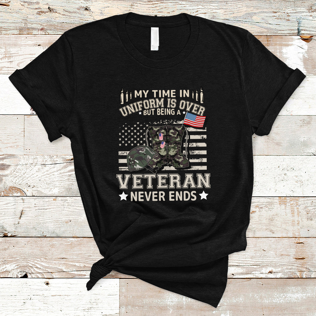 Grumpy Old Veteran T Shirt My Time In Uniform Is Over But Being A Veteran Never Ends - Wonder Print Shop