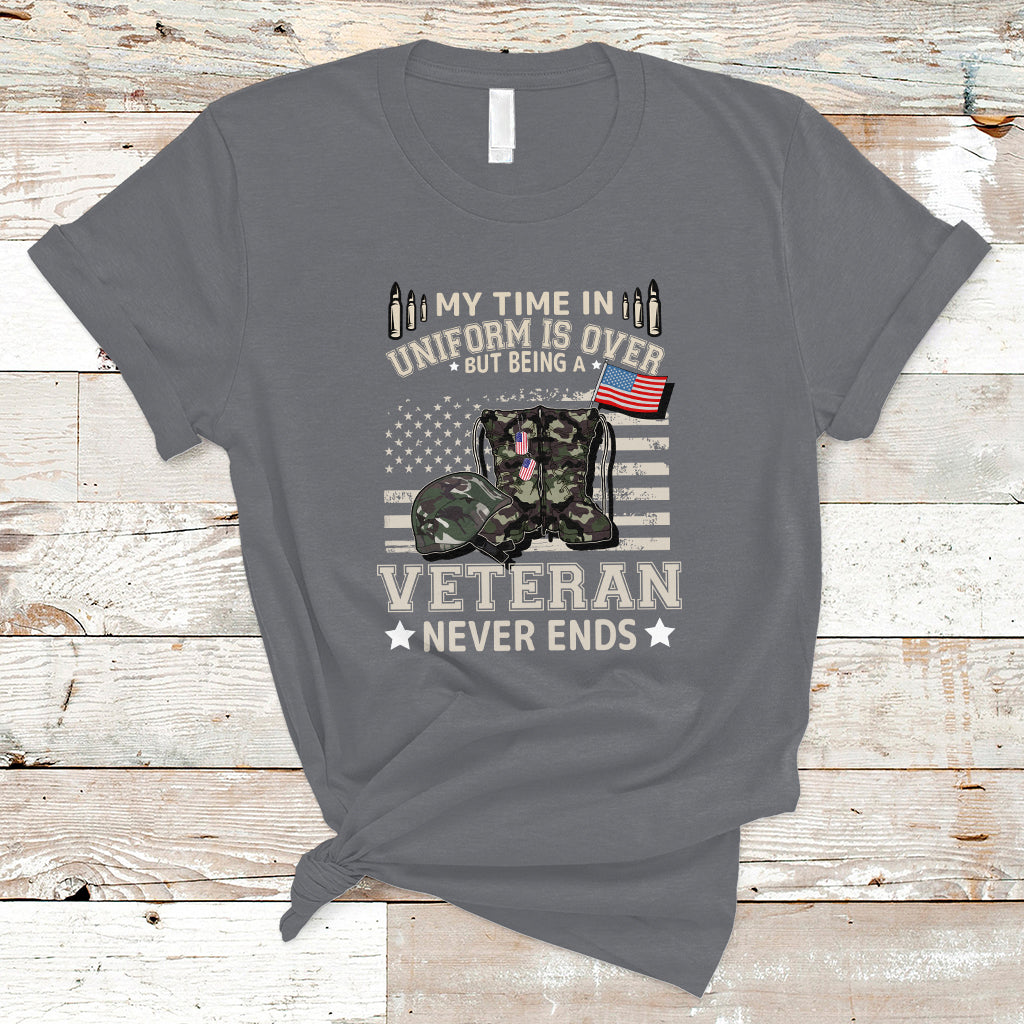 Grumpy Old Veteran T Shirt My Time In Uniform Is Over But Being A Veteran Never Ends - Wonder Print Shop