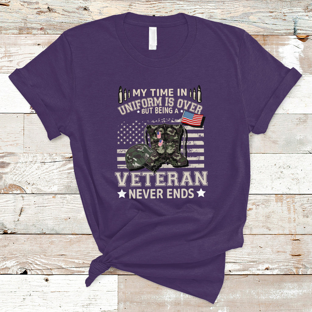 Grumpy Old Veteran T Shirt My Time In Uniform Is Over But Being A Veteran Never Ends - Wonder Print Shop