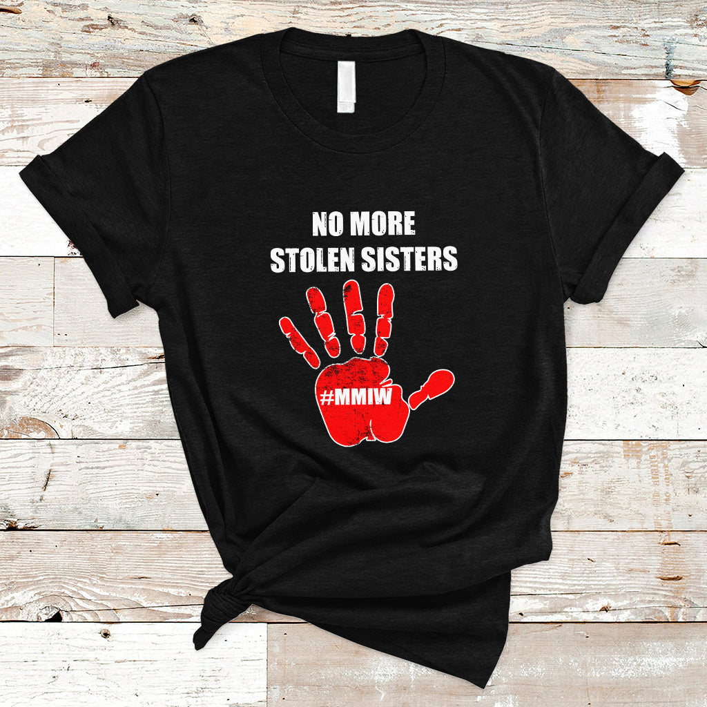 Native American T Shirt No More Stolen Sisters, Stop MMIW Red Hand - Wonder Print Shop