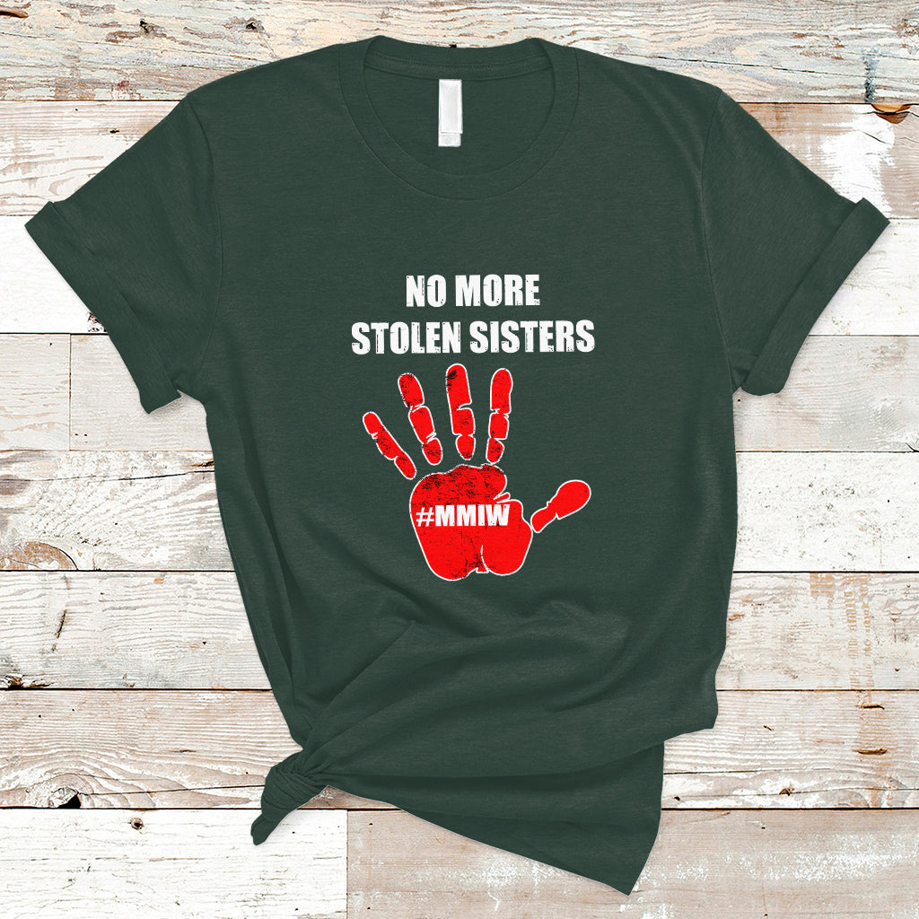 Native American T Shirt No More Stolen Sisters, Stop MMIW Red Hand - Wonder Print Shop