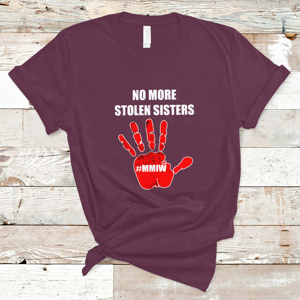 Native American T Shirt No More Stolen Sisters, Stop MMIW Red Hand - Wonder Print Shop