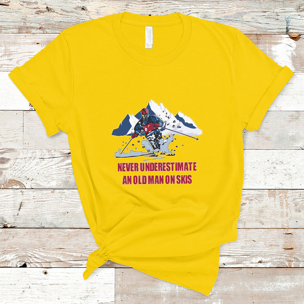 Never Underestimate An Old Man On Skis Funny Skiing Skier T Shirt - Wonder Print Shop