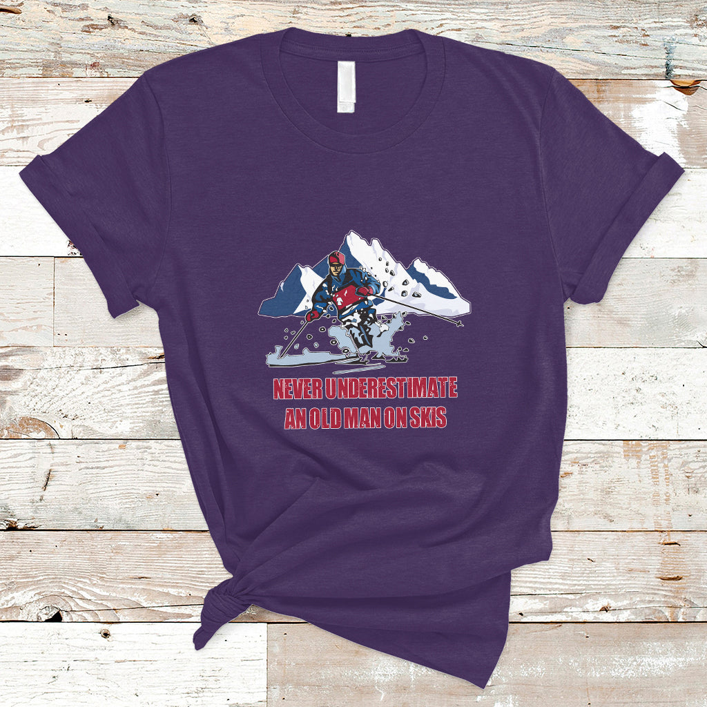 Never Underestimate An Old Man On Skis Funny Skiing Skier T Shirt - Wonder Print Shop