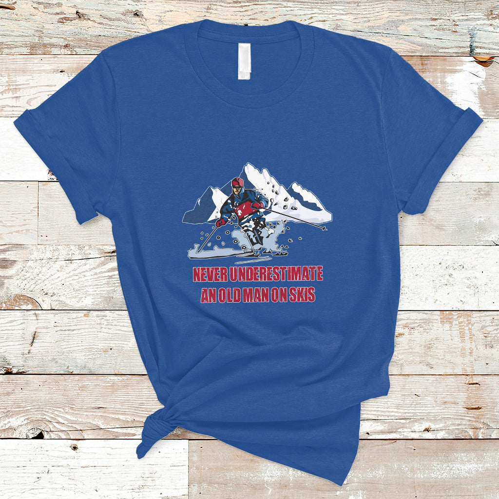 Never Underestimate An Old Man On Skis Funny Skiing Skier T Shirt - Wonder Print Shop