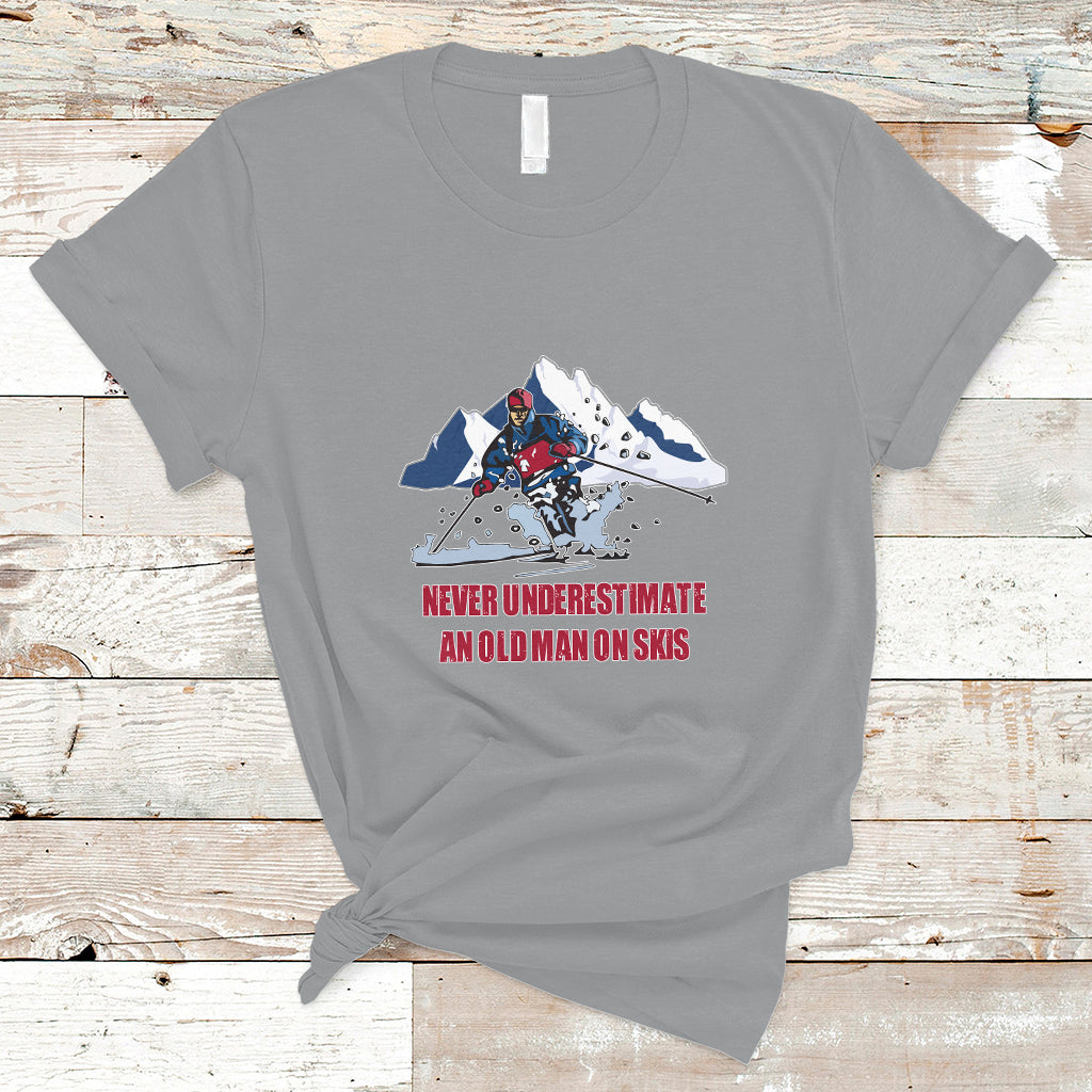 Never Underestimate An Old Man On Skis Funny Skiing Skier T Shirt - Wonder Print Shop