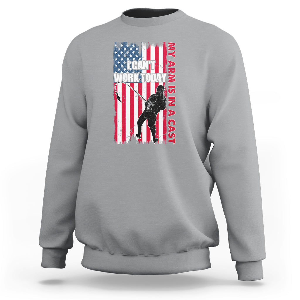 Sport gray crewneck sweatshirt with patriotic graphic and text on chest, long sleeves