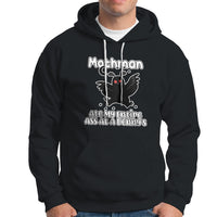 Black Mothman graphic hoodie with front pocket and hood, drawstring.