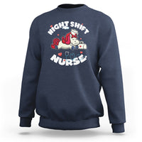 Funny Nurse Sweatshirt Night Shift Nurse with Cute Unicorn Stethoscope - Wonder Print Shop