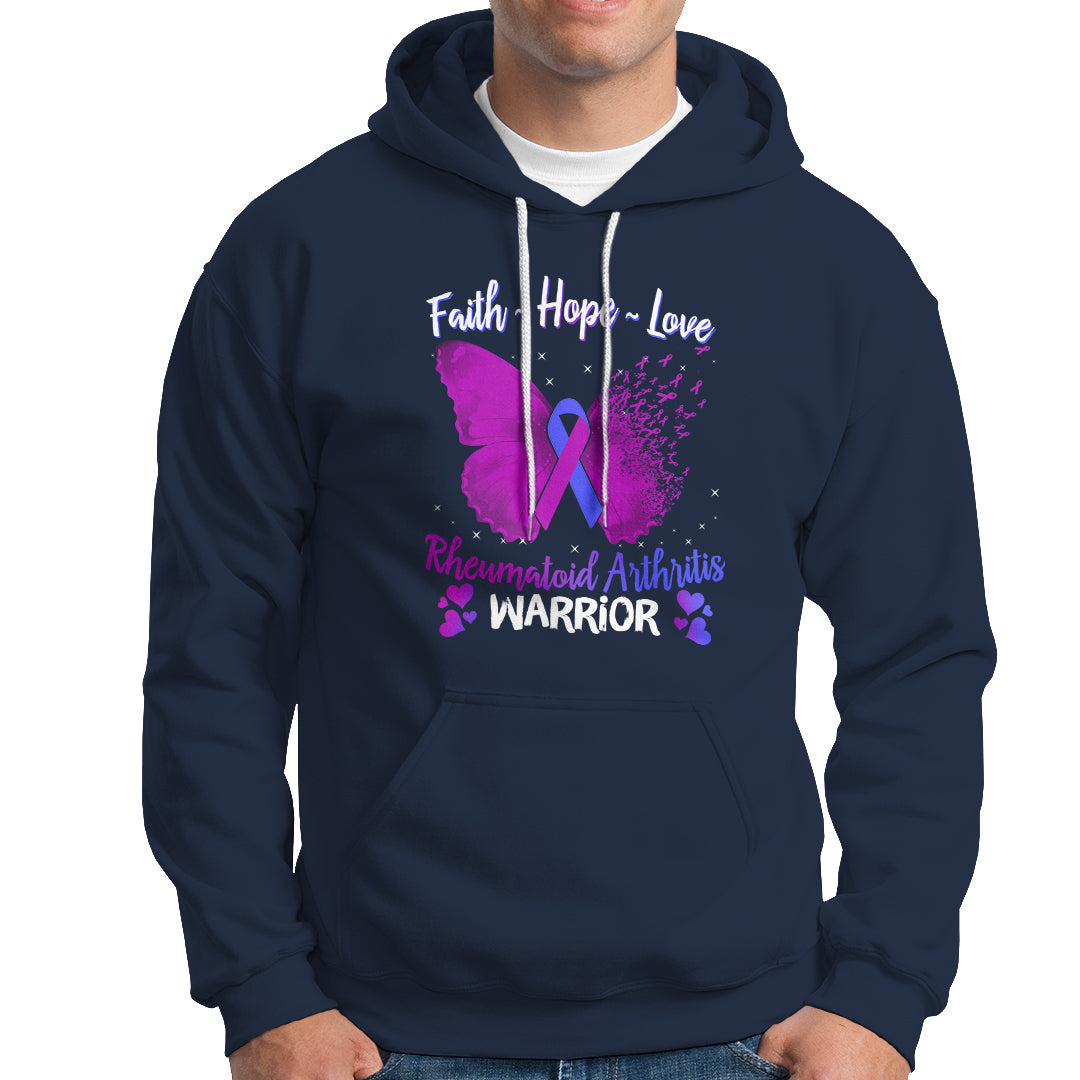 Rheumatoid Arthritis Hoodie Faith Hope Love Butterfly Rheumatoid Arthritis Warrior - Wonder Print Shop