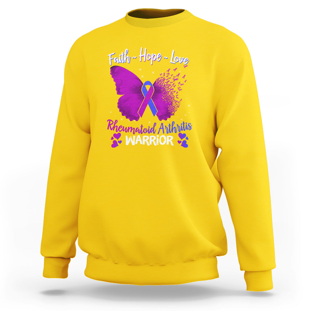 Rheumatoid Arthritis Sweatshirt Faith Hope Love Butterfly Rheumatoid Arthritis Warrior - Wonder Print Shop