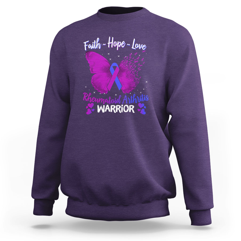 Rheumatoid Arthritis Sweatshirt Faith Hope Love Butterfly Rheumatoid Arthritis Warrior - Wonder Print Shop