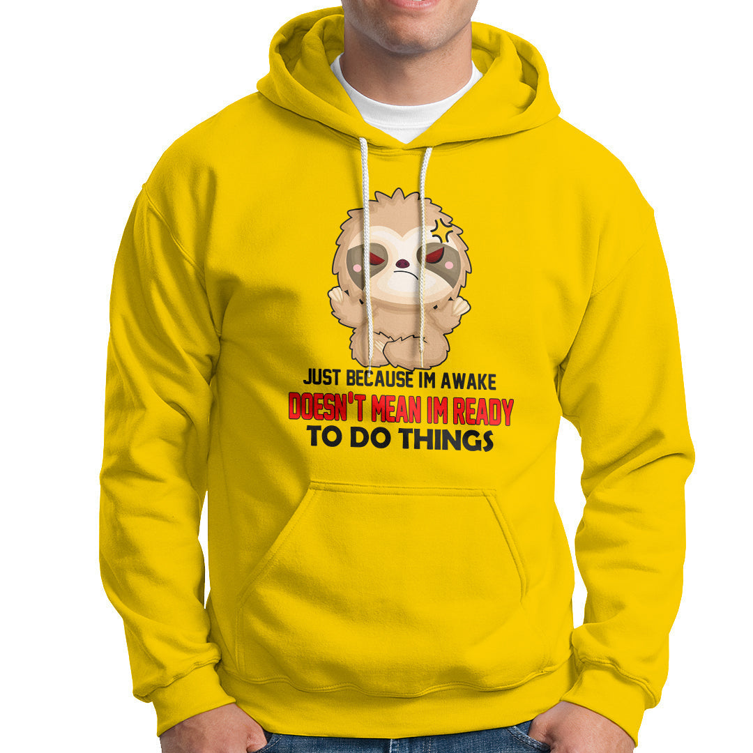 Daisy yellow hoodie with kangaroo pocket, drawstring hood, and cartoon face graphic.