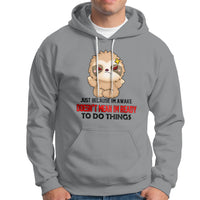 Sport gray hoodie with front pocket, drawstring hood, and cartoon face graphic.