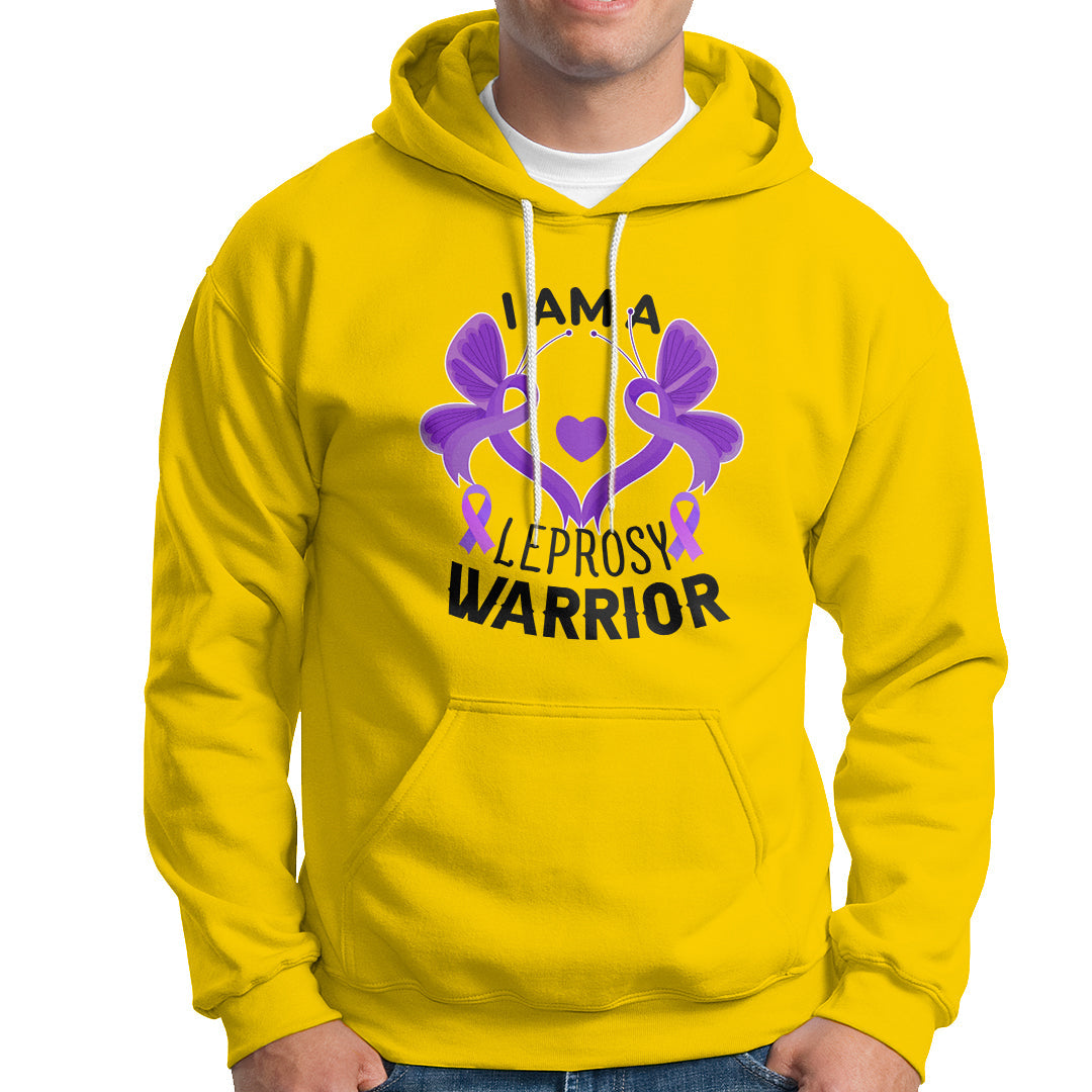 Leprosy Hoodie I Am A Leprosy Warrior Purple Ribbon with Butterfly - Wonder Print Shop