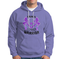 Leprosy Hoodie I Am A Leprosy Warrior Purple Ribbon with Butterfly - Wonder Print Shop