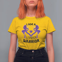 Women’s graphic T-shirt, yellow with purple ribbon-and-butterfly “I AM A… WARRIOR” print