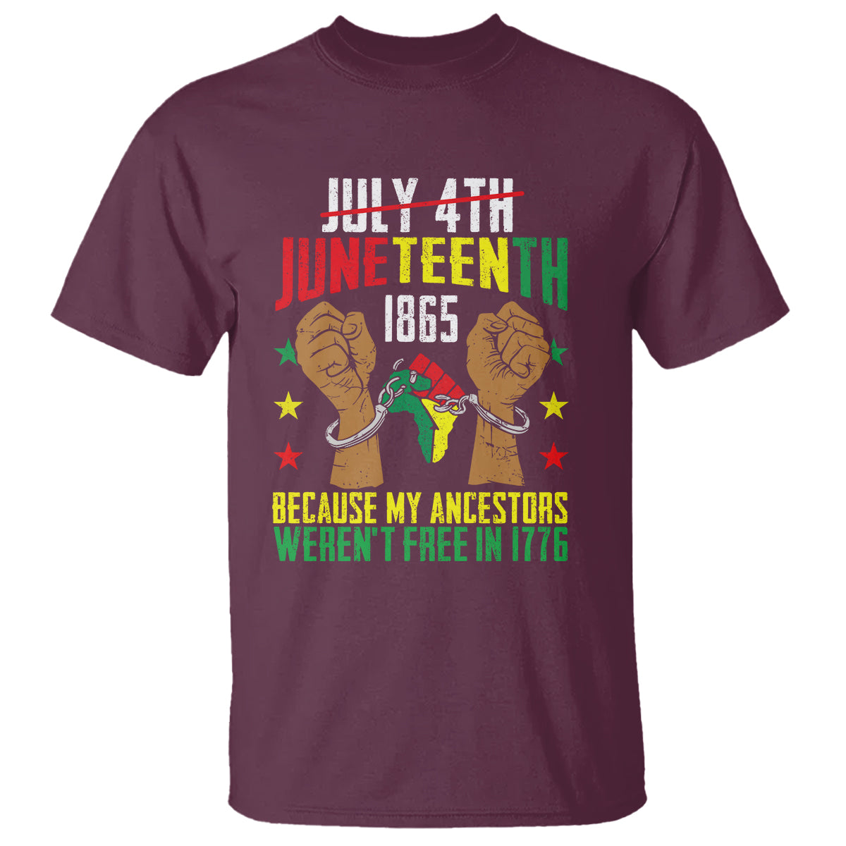 July 4Th Juneteenth T Shirt My Ancestors Weren't Free In 1776 - Wonder Print Shop