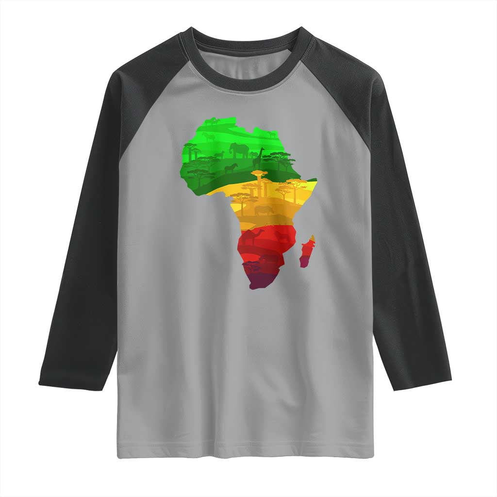 Africa Map Raglan Shirt Green Yellow Red African Pride