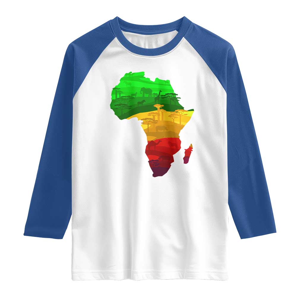 Africa Map Raglan Shirt Green Yellow Red African Pride