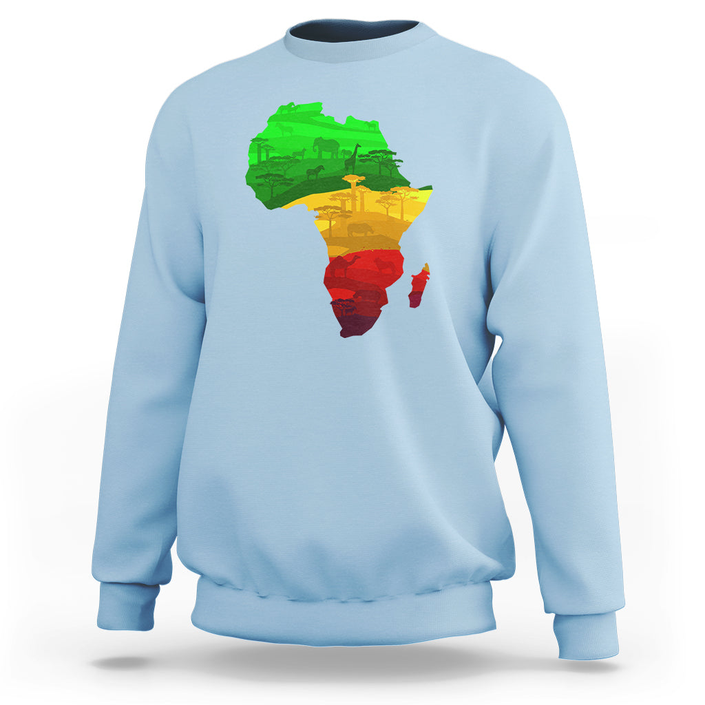 Africa Map Green Yellow Red Proud African Pride Juneteenth Sweatshirt - Wonder Print Shop