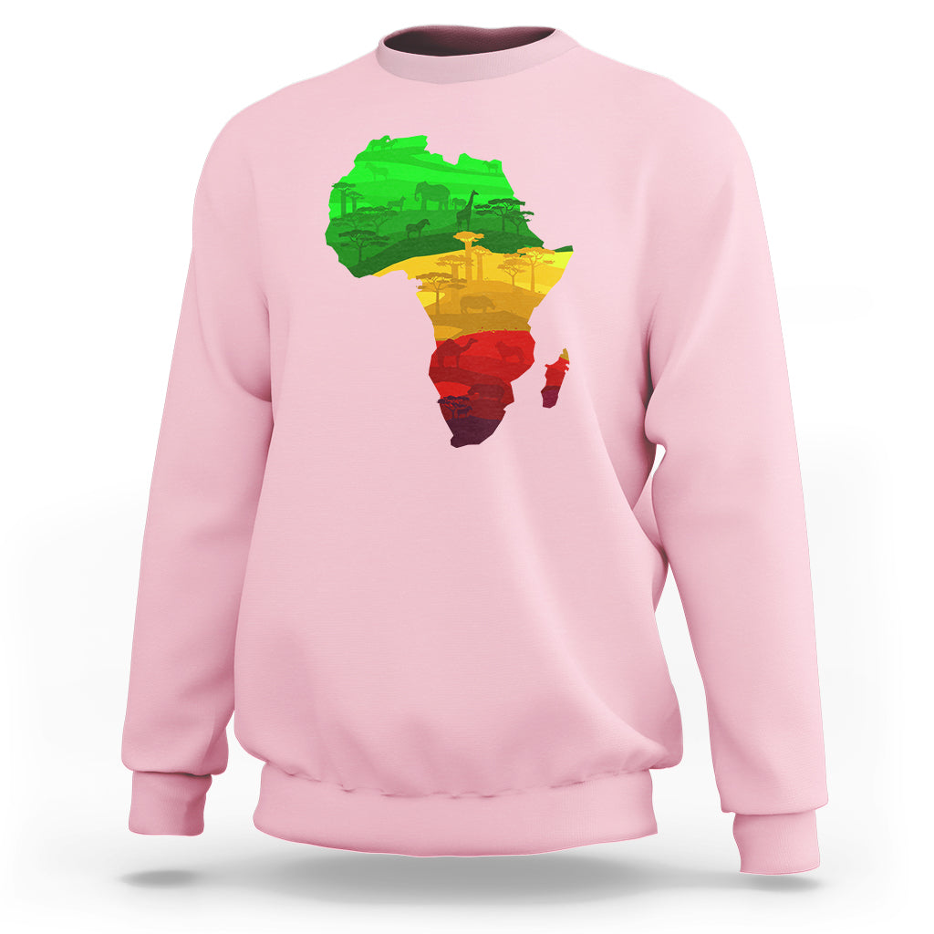 Africa Map Green Yellow Red Proud African Pride Juneteenth Sweatshirt - Wonder Print Shop