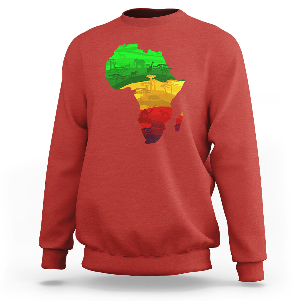 Africa Map Green Yellow Red Proud African Pride Juneteenth Sweatshirt - Wonder Print Shop