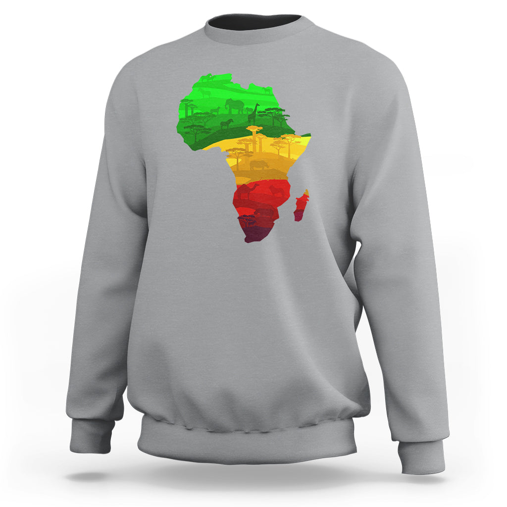 Africa Map Green Yellow Red Proud African Pride Juneteenth Sweatshirt - Wonder Print Shop