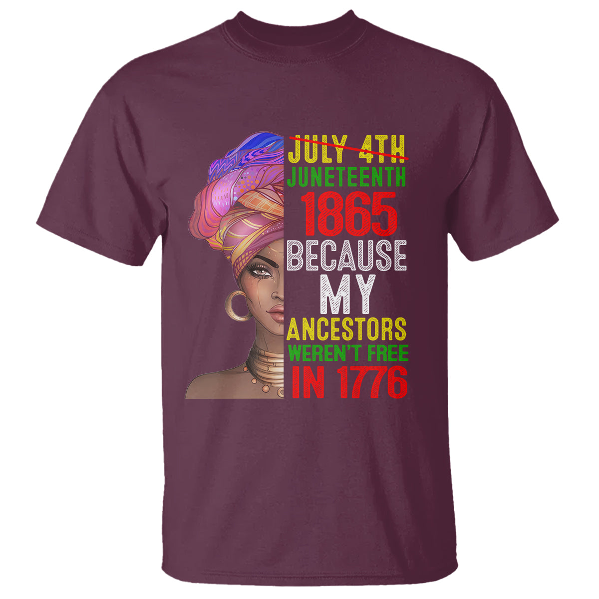 Black Queen T Shirt Juneteenth 1865 Because My Ancestors Weren't Free in 1776 - Wonder Print Shop