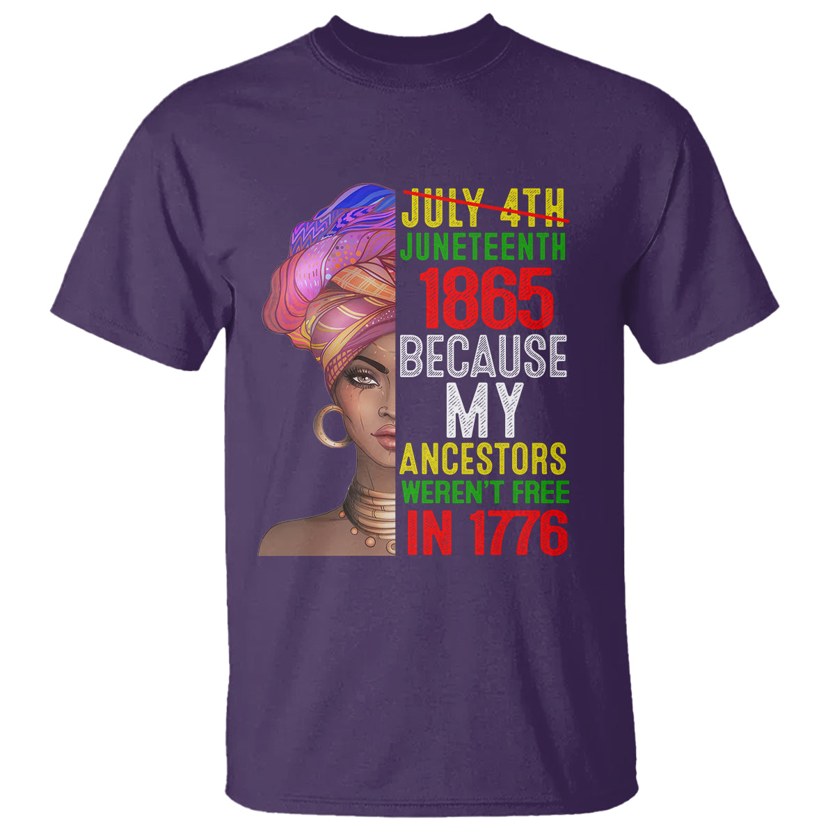 Black Queen T Shirt Juneteenth 1865 Because My Ancestors Weren't Free in 1776 - Wonder Print Shop