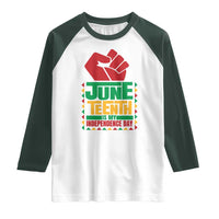 Juneteenth Is My Independence Day Raglan Shirt Raised Fist