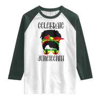 Black Women Raglan Shirt Celebrate Juneteenth Messy Bun
