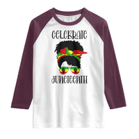 Black Women Raglan Shirt Celebrate Juneteenth Messy Bun