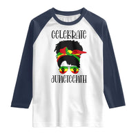 Black Women Raglan Shirt Celebrate Juneteenth Messy Bun
