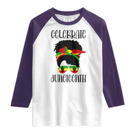 Black Women Raglan Shirt Celebrate Juneteenth Messy Bun