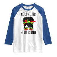 Black Women Raglan Shirt Celebrate Juneteenth Messy Bun