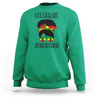 Black Women Messy Bun Juneteenth Celebrate Sweatshirt - Wonder Print Shop