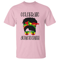 Black Women Messy Bun Juneteenth Celebrate T Shirt - Wonder Print Shop