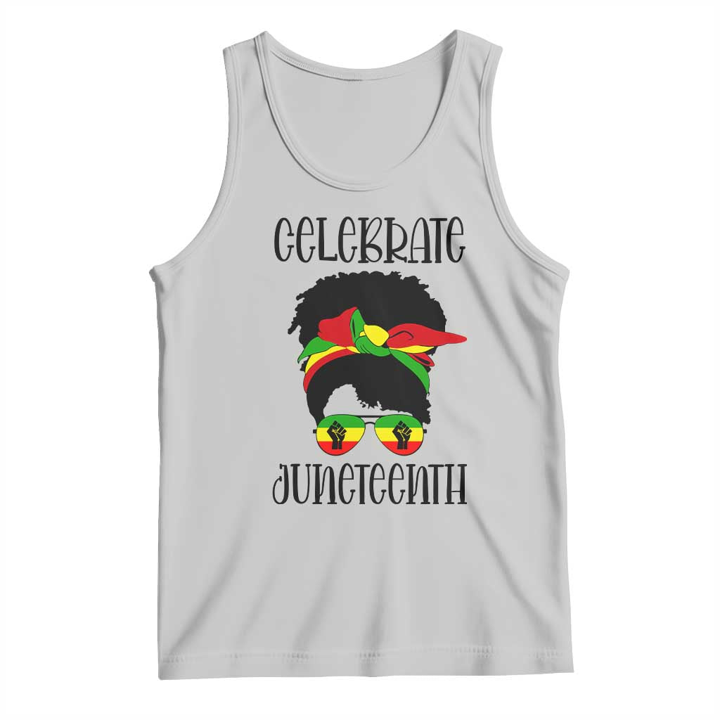 Black Women Tank Top Celebrate Juneteenth Messy Bun