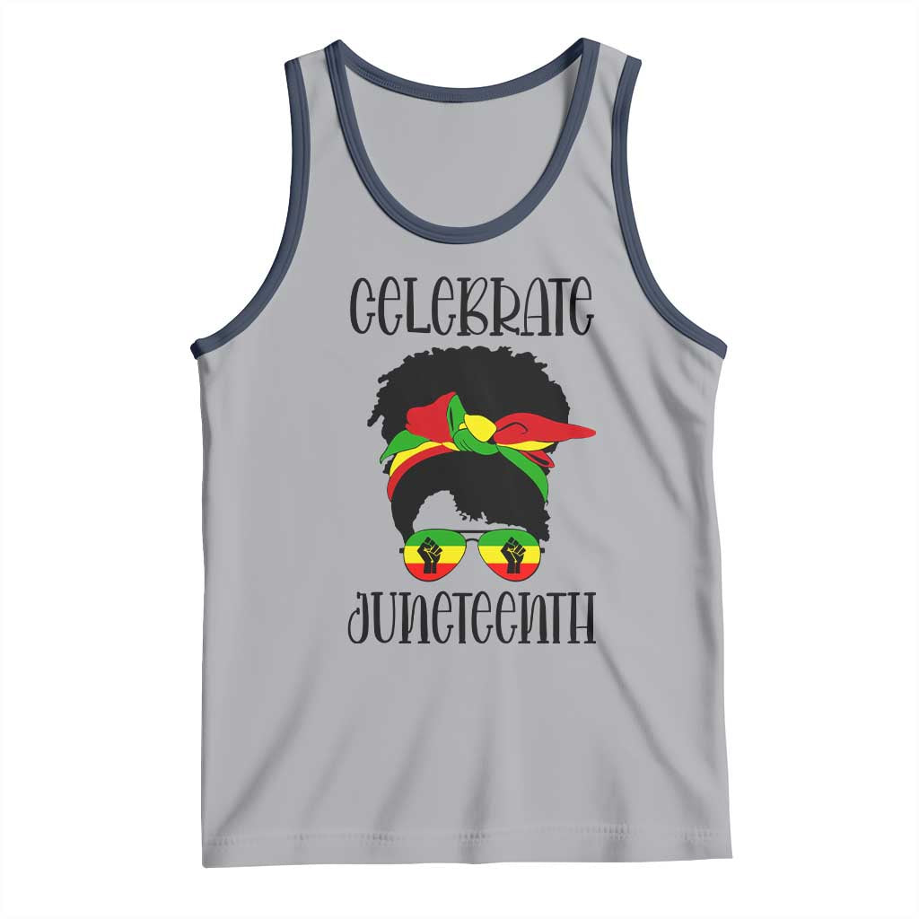 Black Women Tank Top Celebrate Juneteenth Messy Bun