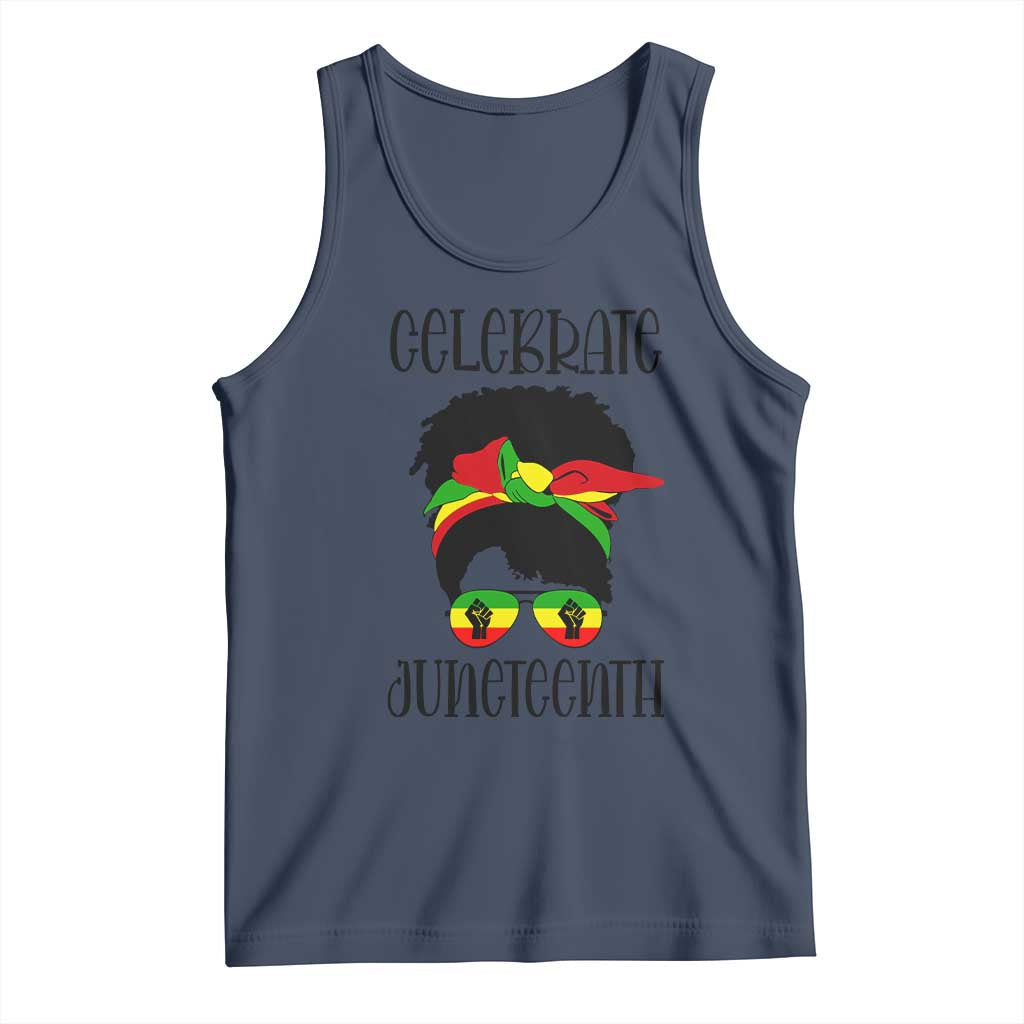 Black Women Tank Top Celebrate Juneteenth Messy Bun