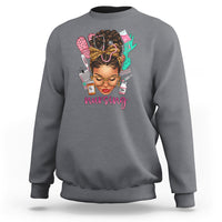 African American Nurse Sweatshirt Black History Month with Afro Hair - Wonder Print Shop