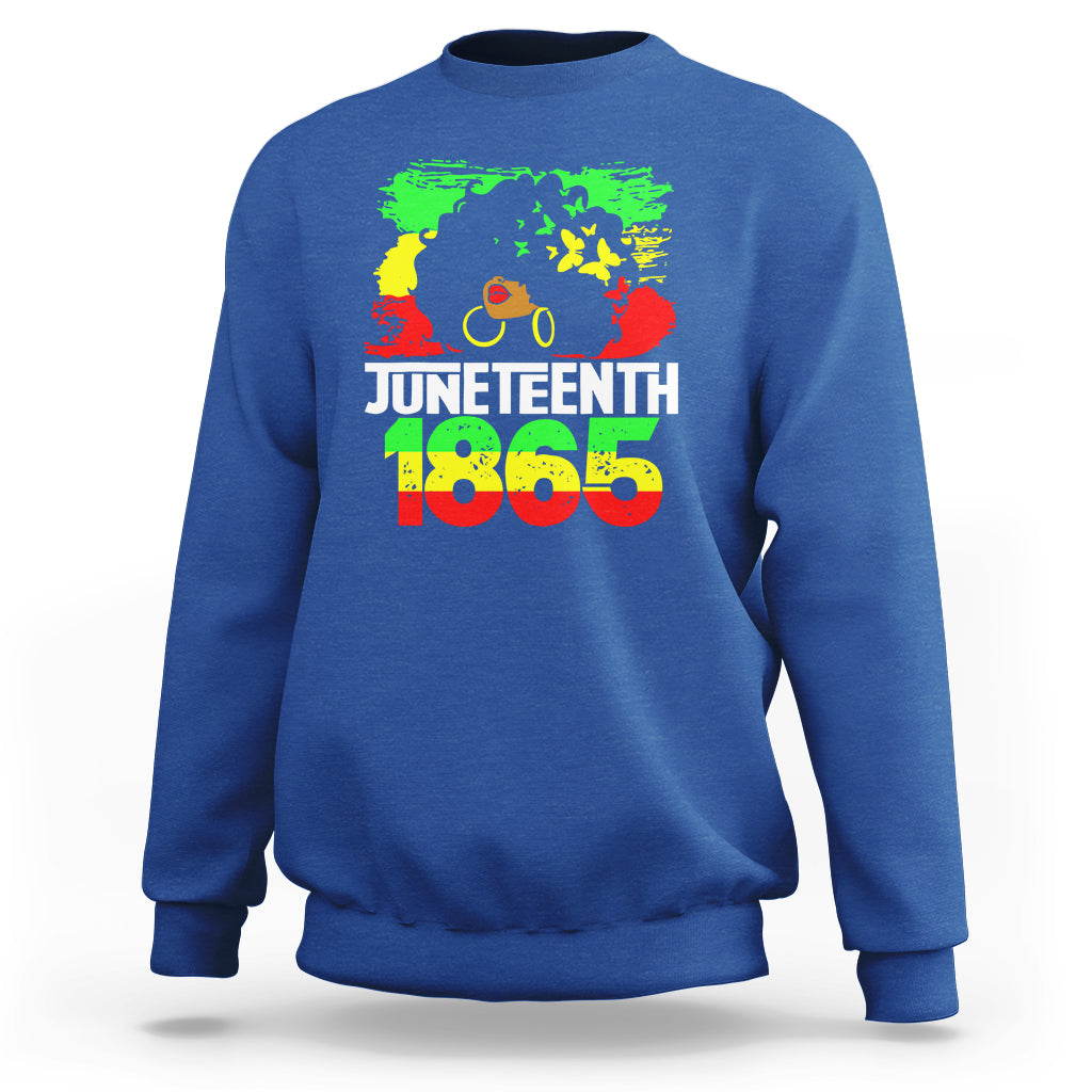 Afro Woman Sweatshirt Juneteenth 1865 Black Pride - Wonder Print Shop