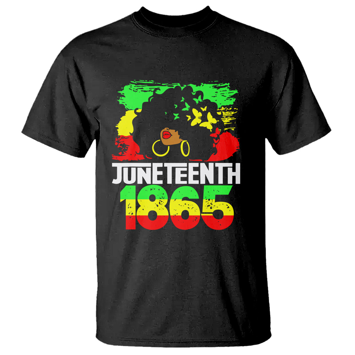 Afro Woman T Shirt Juneteenth 1865 Black Pride