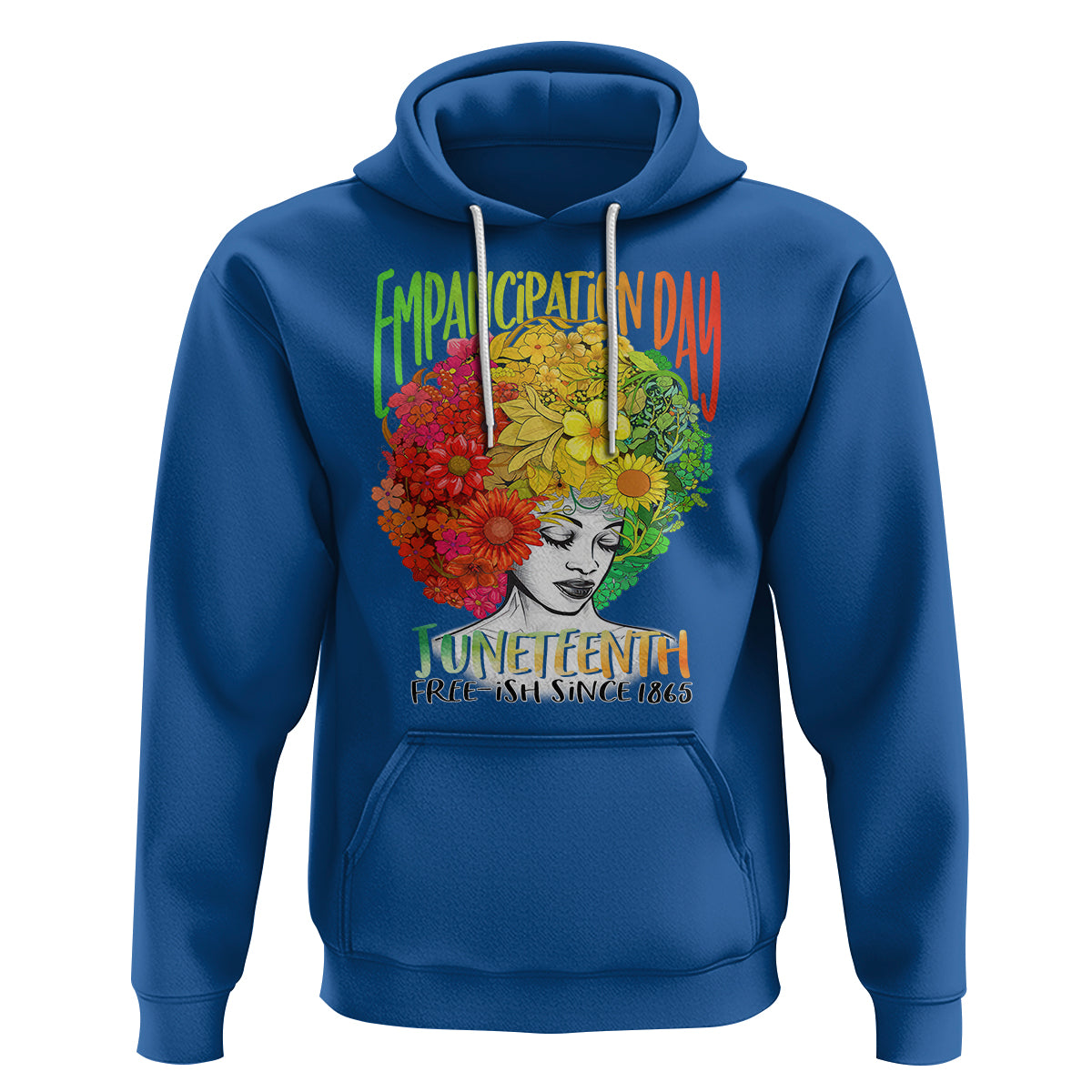 Freeish Juneteenth Hoodie Black Women with Flowers in Her Hair Freedom Day African American June 19th 1865 - Wonder Print Shop