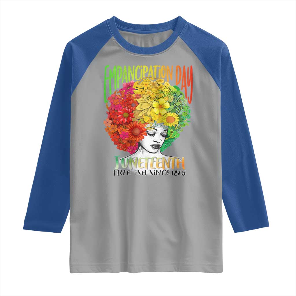 Freeish Since 1865 Juneteenth Raglan Shirt Freedom Day African American June 19th Black Women Floral Hair