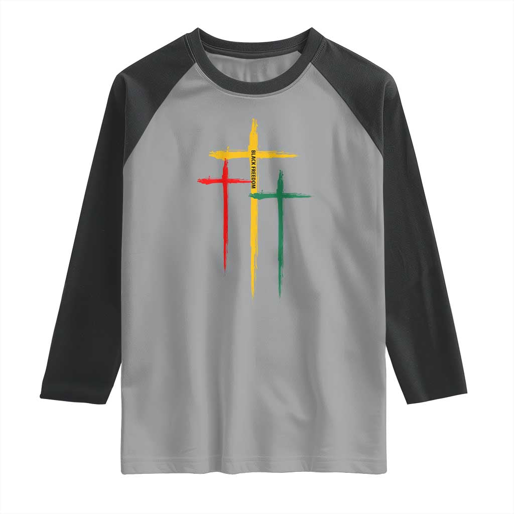 Christian Cross Juneteenth Raglan Shirt African Black Freedom Day 1865