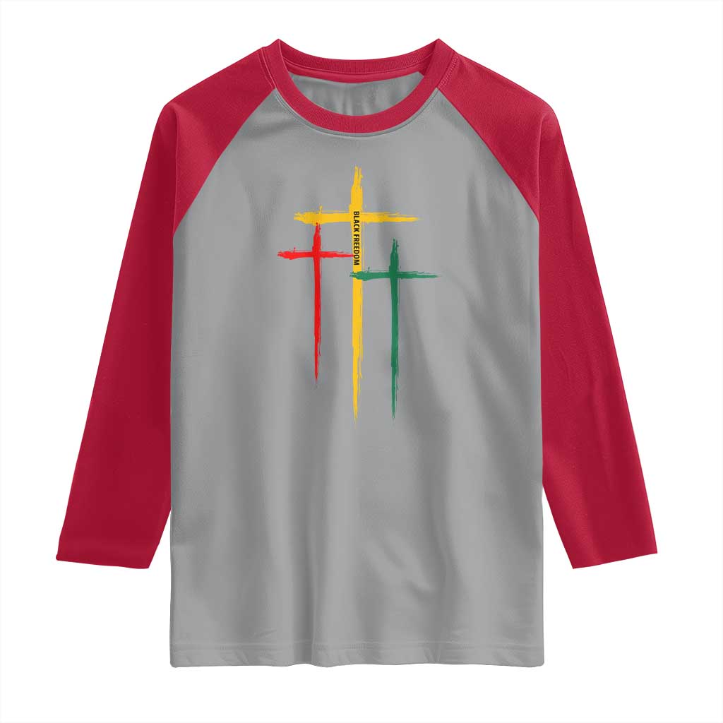 Christian Cross Juneteenth Raglan Shirt African Black Freedom Day 1865