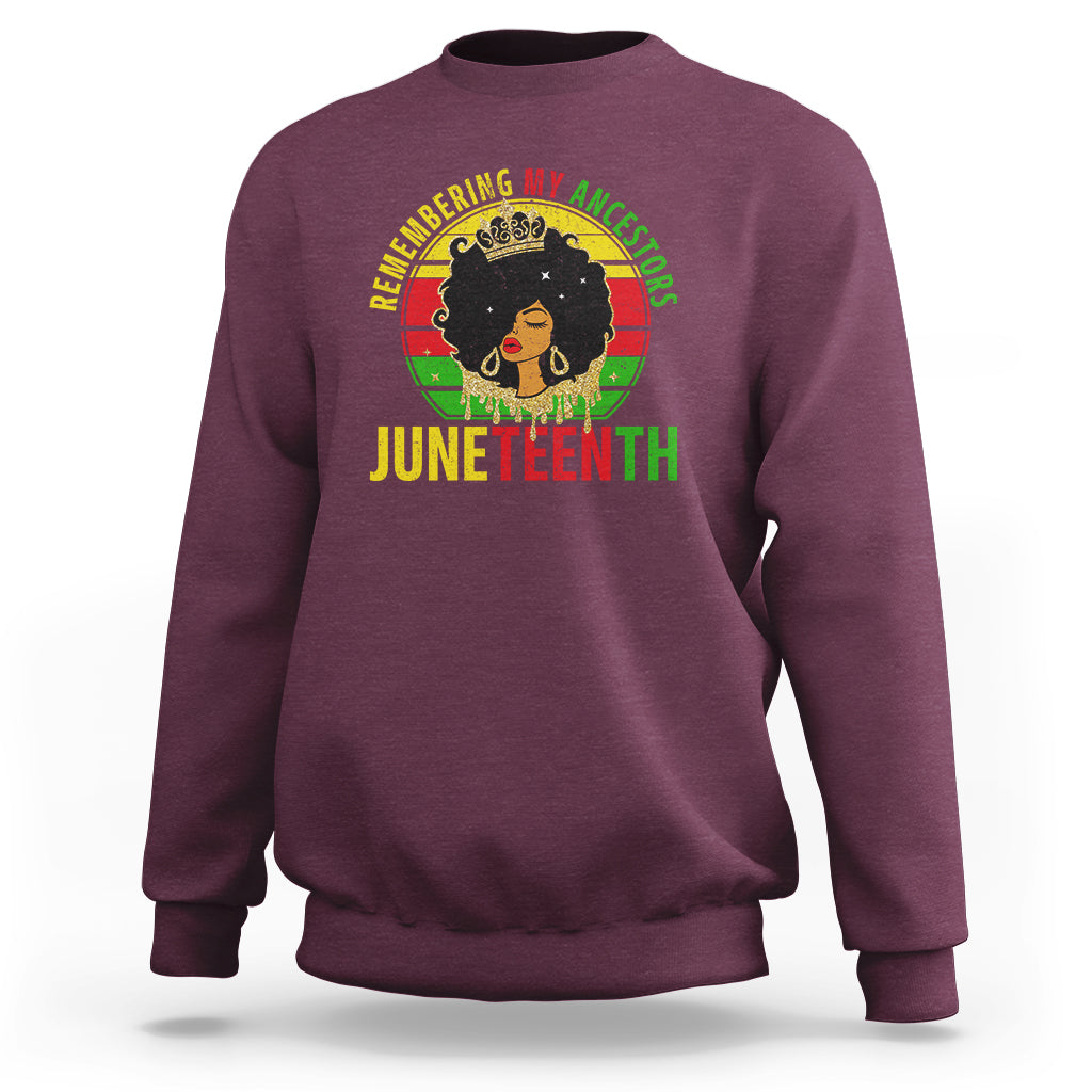 Vintage Juneteenth Sweatshirt For Women Remembering My Ancestors - Wonder Print Shop
