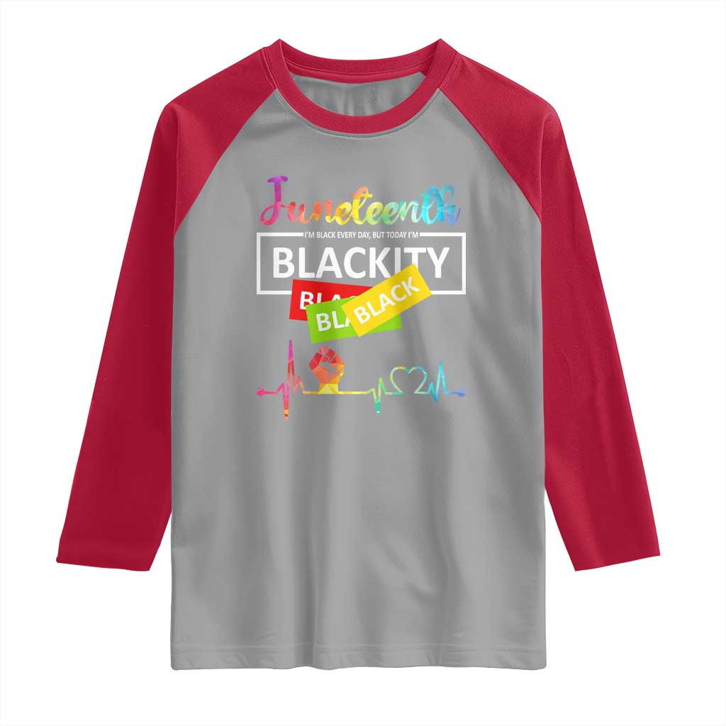 Juneteenth 1865 Raglan Shirt Blackity Heartbeat